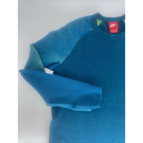 Nike Woman's S Sportswear Tech Fleece Crew 809537 301 Turquoise Volt Sweatshirt - Picture 7 of 10